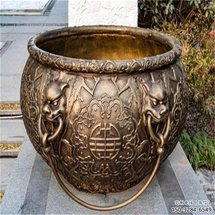 仿古紫銅缸雕塑