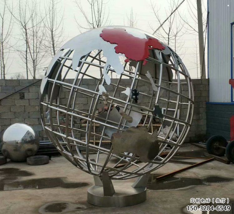 地球儀雕塑制造商，城市雕塑，鏡面地球儀雕塑觀賞型