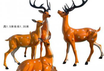 梅花鹿雕塑通用，街頭雕塑，玻璃鋼梅花鹿雕塑標準