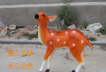 大型小鹿雕塑，彩繪工藝，玻璃鋼動物雕塑擺件