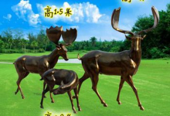 烤漆梅花鹿雕塑，彩繪工藝，玻璃鋼動(dòng)物雕塑廠家