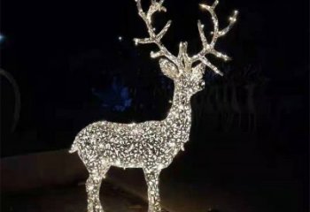 彩繪景觀梅花鹿雕塑生產(chǎn)，景區(qū)案例，燈光梅花鹿雕塑優(yōu)選