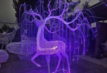梅花鹿雕塑優選，陸地擺件，燈光藝術梅花鹿雕塑供應