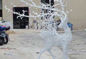 鏤空梅花鹿雕塑標準，彩鋼制作，鏤空工藝動物雕塑優價