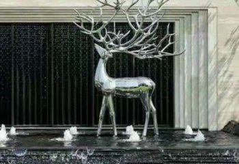 梅花鹿雕塑定制，動物風格，鏡面梅花鹿雕塑供給