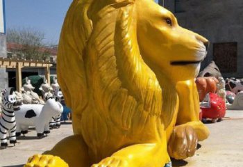 抽象型獅子雕塑，彩繪效果，玻璃鋼材質結構