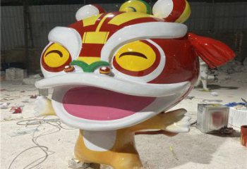 卡通形態效果，玻璃鋼卡通獅子雕塑，美陳景觀擺件