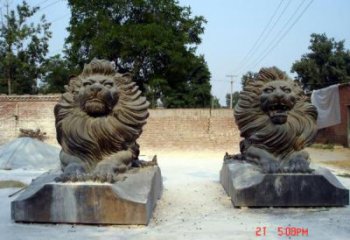 戶外獅子雕塑優(yōu)價(jià)，景觀概念，趴獅雕塑制作精品