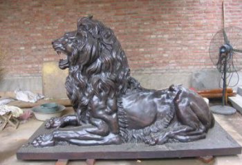 園林獅子雕塑觀賞型，美陳雕塑，大型趴獅雕塑展品