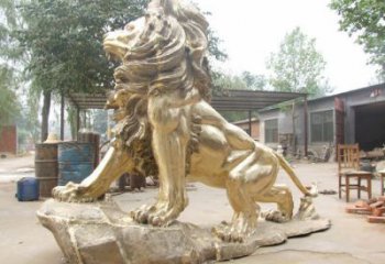 黃銅獅子雕塑預(yù)定，動(dòng)物景觀擺件，走獅主題雕塑精品