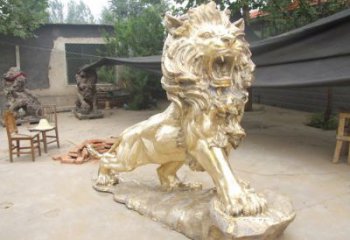 景區獅子雕塑觀賞型，公園小品，景觀走獅雕塑生產商