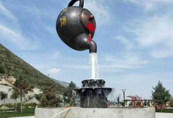 流水吊壺雕塑，懸空風(fēng)格，吊壺雕塑定制