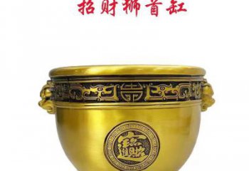 獅獸銅缸雕塑-黃銅制作