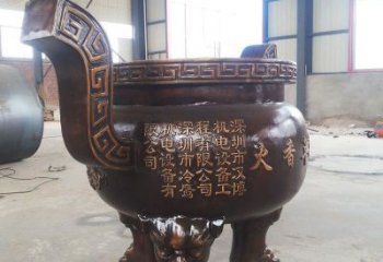 圓形三足爐實心雕塑