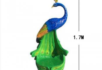 孔雀坐凳雕塑廠家，彩繪工藝雕塑，仿真藝術(shù)效果