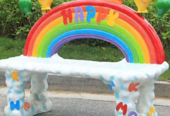 小區(qū)坐凳雕塑，景觀美陳雕塑，彩繪效果