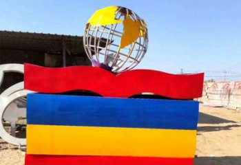 地球儀雕塑定制，中式工藝，烤漆書籍地球儀雕塑優價