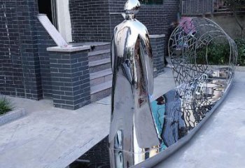 乘船人雕塑生產，公園小品，不銹鋼乘船人雕塑指用廠家