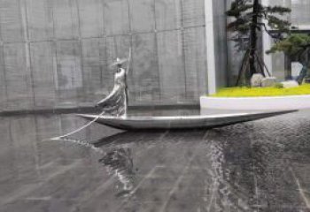 乘船人雕塑預定，小區擺件，不銹鋼乘船人雕塑服務商