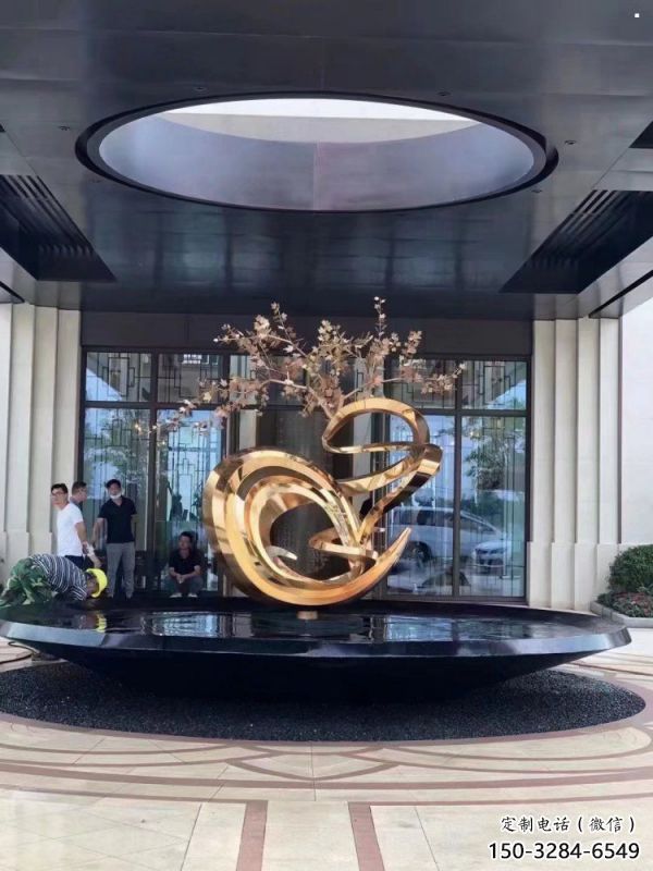 櫻花雕塑精選，室外軟裝，不銹鋼杏花雕塑廠家