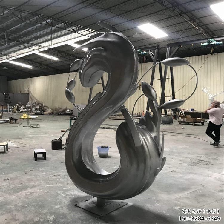 城市海浪雕塑，網格體育雕塑，古銅效果