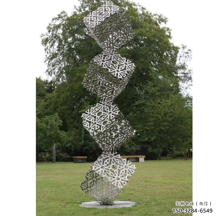 幾何體雕塑生產(chǎn)，鋼管組合，不銹鋼幾何體雕塑展品