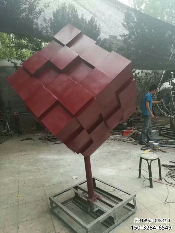 正方體雕塑供需，廣場雕塑，不銹鋼正方體雕塑選用