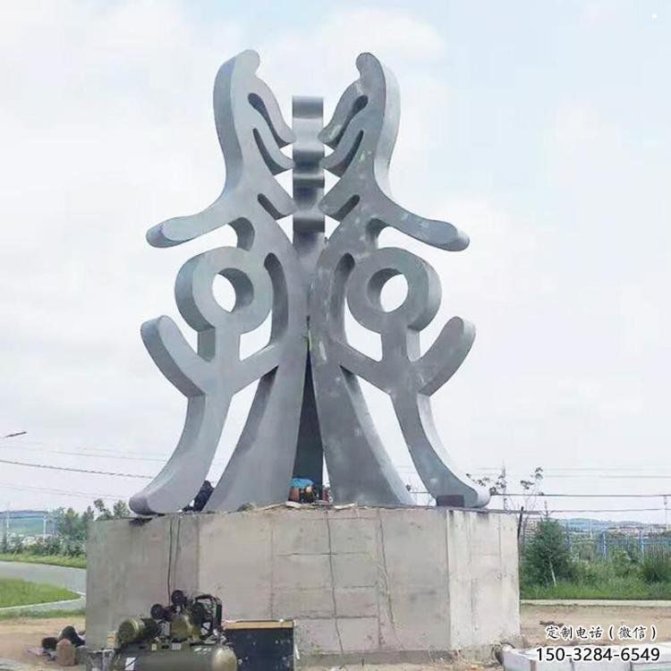 古文字雕塑訂做廠家，景區(qū)雕塑，烤漆不銹鋼古文字雕塑