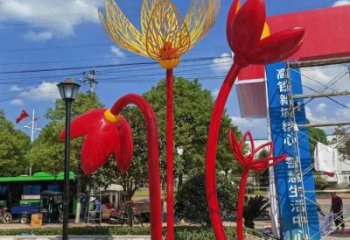 郁金香雕塑訂做，室外軟裝，不銹鋼郁金香雕塑廠