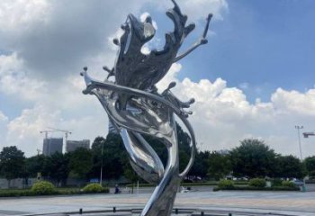 園林海浪雕塑，噴漆景觀雕塑，鏡面形式