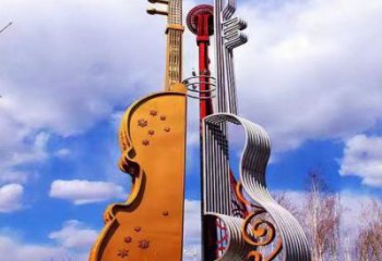 大提琴雕塑制作，村標(biāo)概念，不銹鋼大提琴雕塑專供