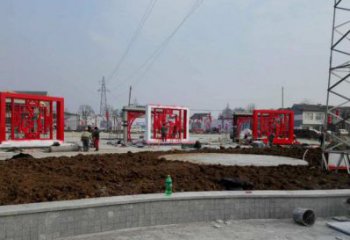 操場福字雕塑，鏤空景觀雕塑，噴砂制造