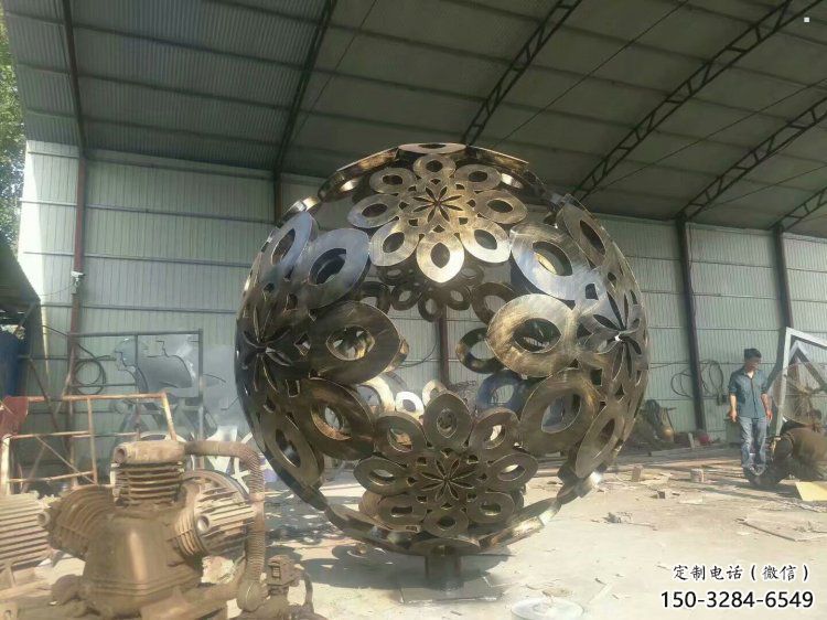 球體雕塑供應，花園小品，不銹鋼球體雕塑展品