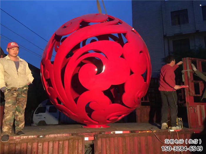 花紋球雕塑訂做，歐式風格，不銹鋼花紋球雕塑選定