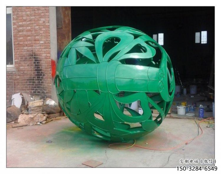 花紋球雕塑制作，酒店擺件，不銹鋼花紋球雕塑訂做