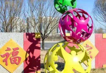 鏤空球雕塑優選，酒店擺件，門口烤漆鏤空球雕塑選定
