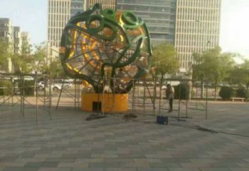 鏤空球雕塑制造商，動態雕塑，烤漆鏤空球雕塑精品