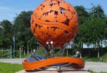 鏤空球雕塑指用，白鋼構件，烤漆鏤空球雕塑提供