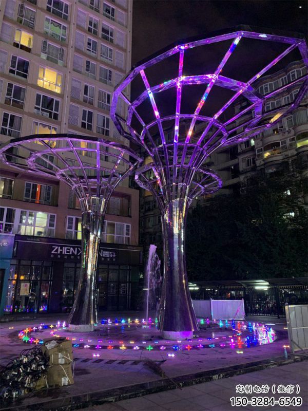 燈光樹雕塑選用，廣場(chǎng)雕塑，燈光蘑菇樹雕塑異型廠家