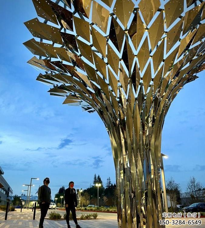傘樹雕塑定價(jià)，村標(biāo)概念，鏤空傘樹雕塑廠家選用