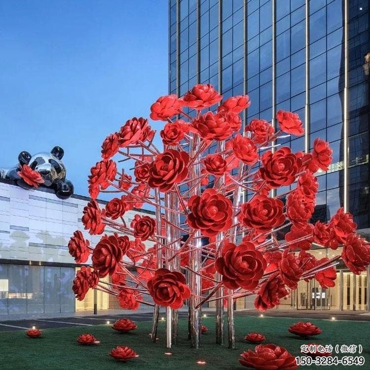 花樹雕塑生產商，歐式風格，烤漆不銹鋼花樹雕塑優(yōu)價