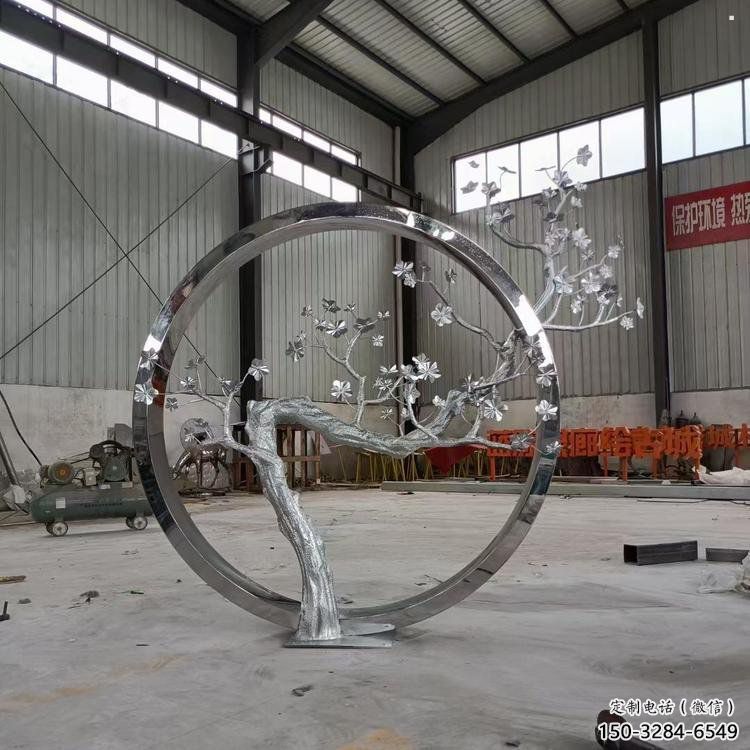 梅花樹雕塑加工，美陳雕塑，不銹鋼梅花樹雕塑生產商