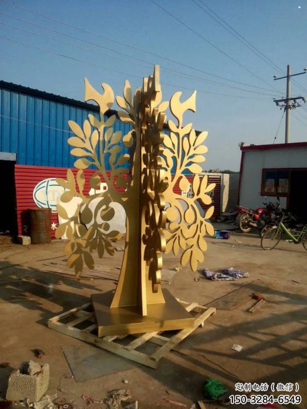 發(fā)財樹雕塑廠家，市標(biāo)雕塑，不銹鋼發(fā)財樹雕塑定制