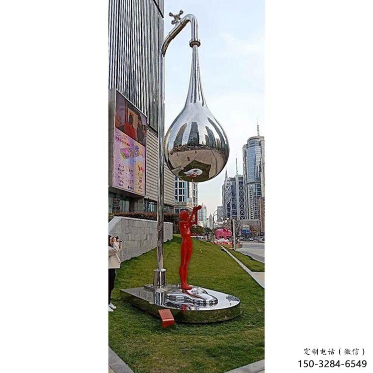 水滴雕塑專供，園林裝飾，不銹鋼鏡面水滴雕塑批發