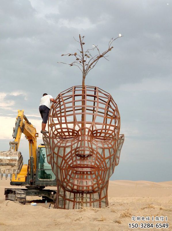 鐵藝人頭像雕塑制造商，室外軟裝，鏤空人頭像雕塑制作承接