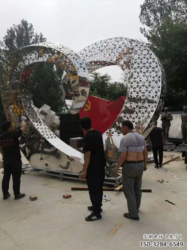 心形雕塑定做，城區小品，景觀鏡面心形雕塑定價