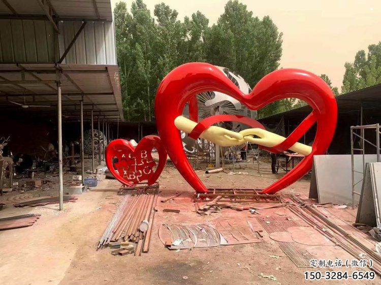 愛心雕塑供需，標識雕塑，景觀烤漆愛心雕塑制造商