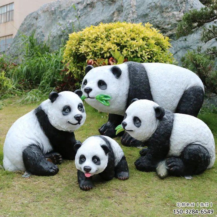 熊貓雕塑觀賞型，公園小品，仿真熊貓雕塑常用