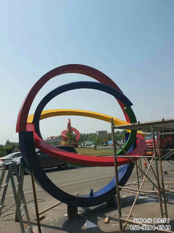 雙環雕塑制造，歐式風格，不銹鋼雙環雕塑廠家定價