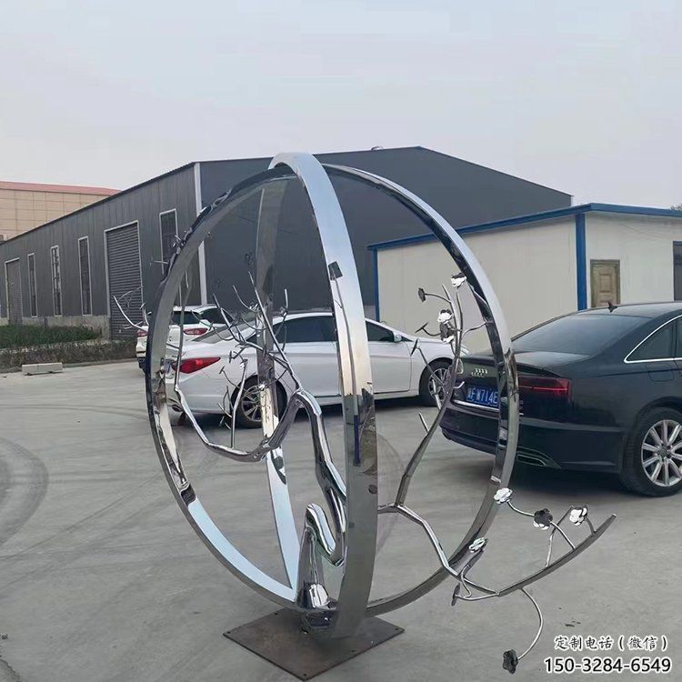 城市圓環雕塑，網格景觀雕塑，拋光效果